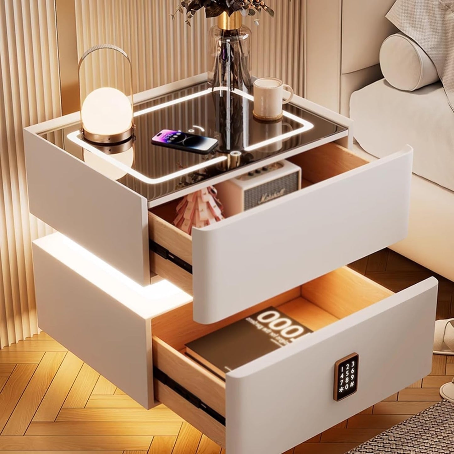 Smart Bedside Table with Digital Lock