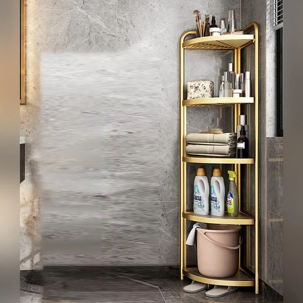 Foldable Gold Metal Corner Shelf Rack