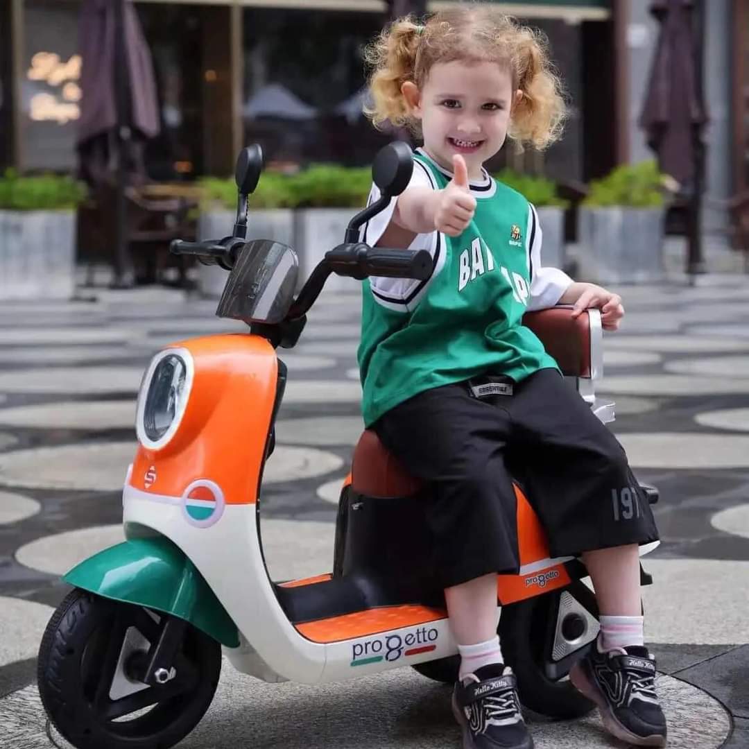 Kids Vespa-style electric bike