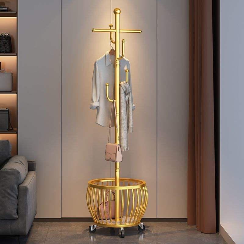 Golden Coat rack with storage basket