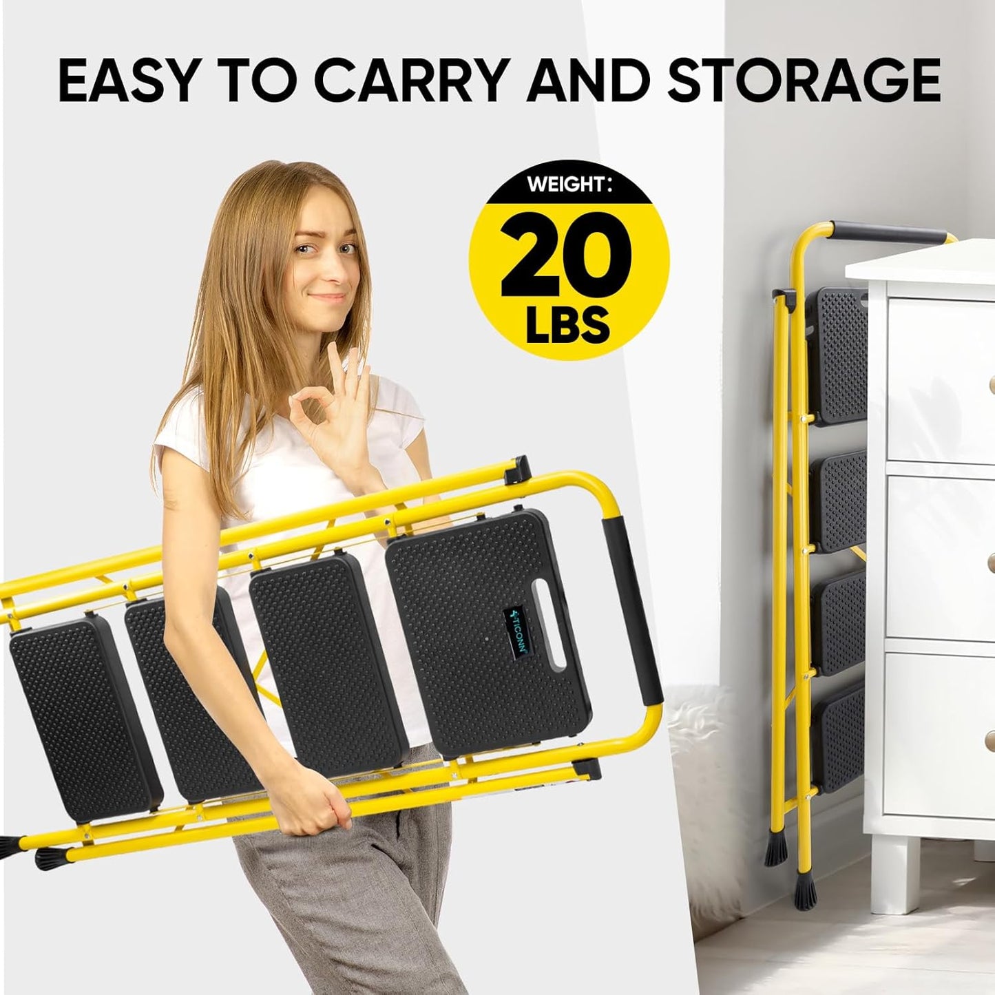 4 Step Yellow Home Ladder