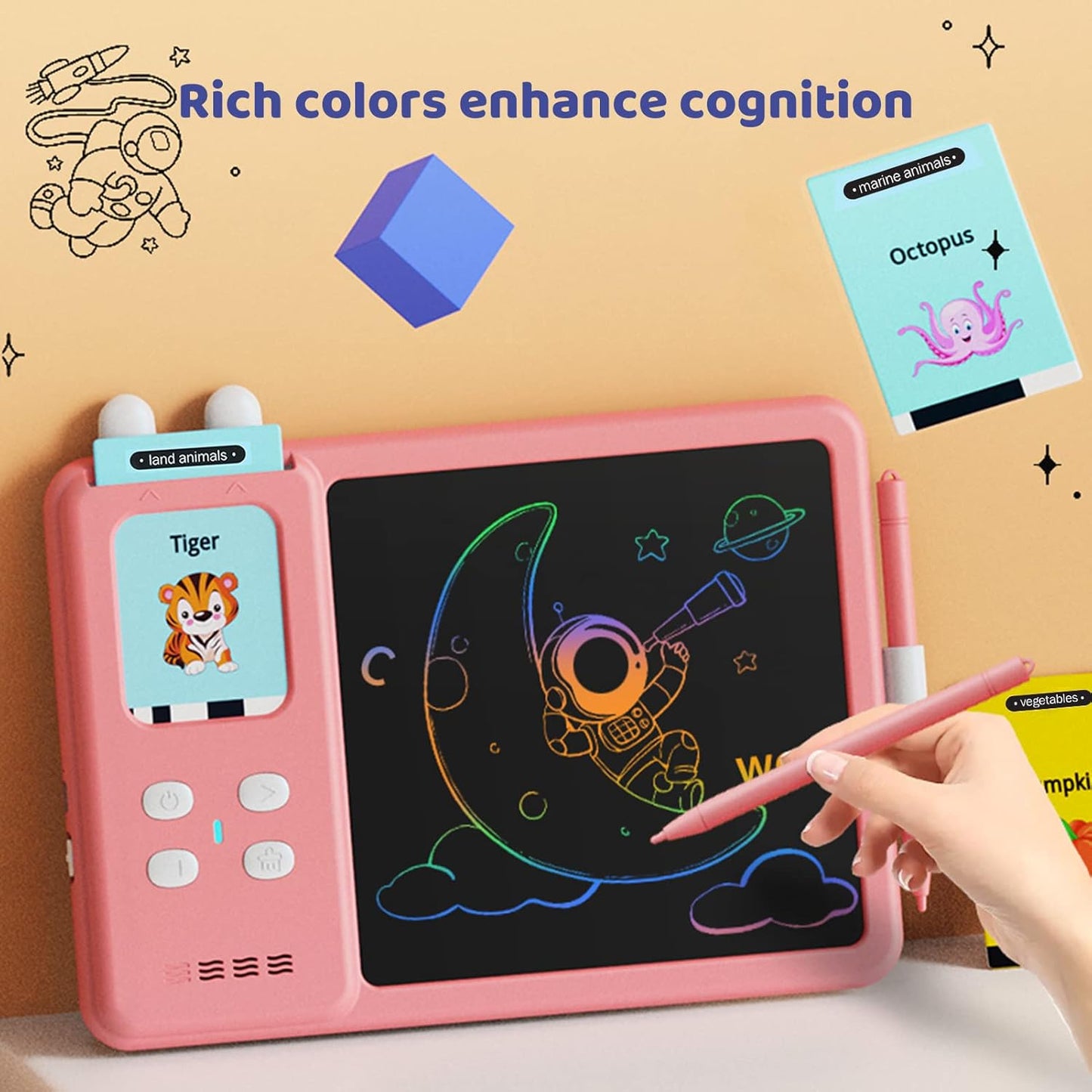Kids Writing Tablet with Flash Cards