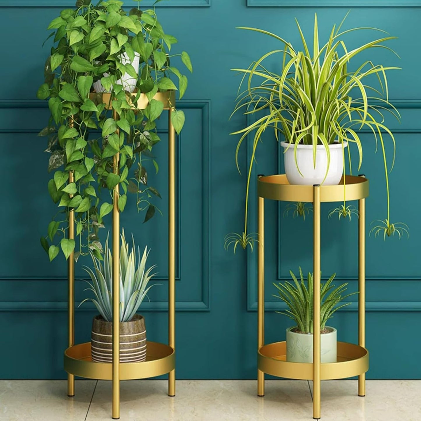 Luxury Gold Planter Stand – Set of 2