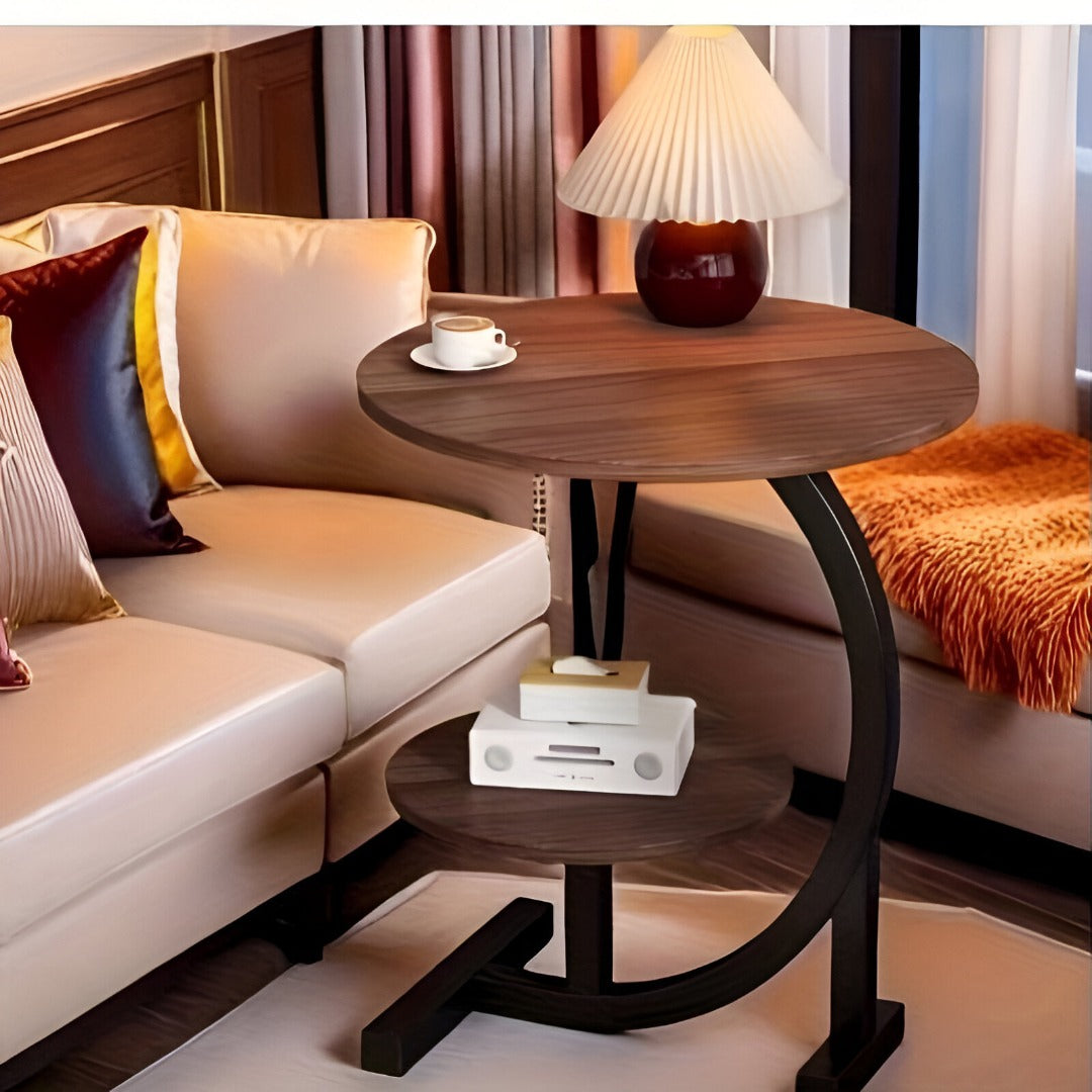 C-shaped bedside table