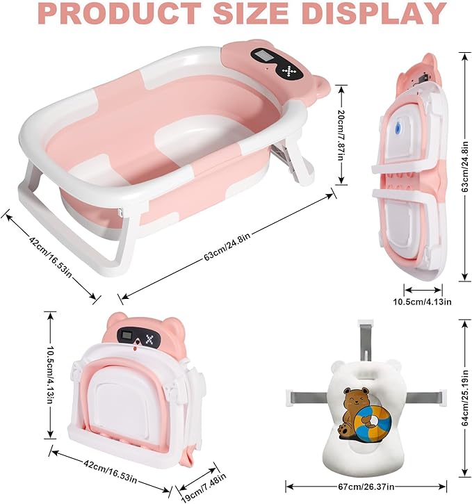 Foldable Baby Bathtub with Cushion Support
